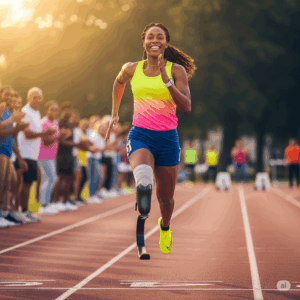 Personne sportive portant une prothèse après amputation