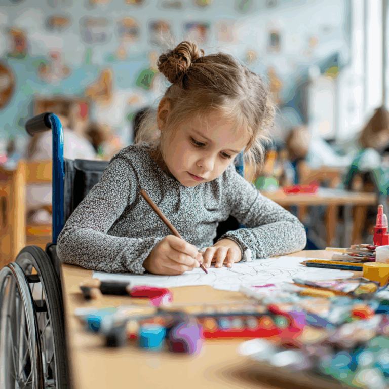 Petite fille en situation de handicap